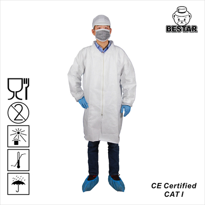 Jednorazowe kurtki laboratoryjne z elastycznym mankietem Jednorazowe białe fartuchy laboratoryjne z włókniny SPP
