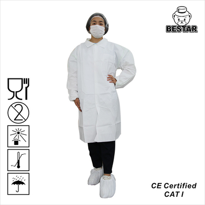 Jednorazowe płaszcze dla gości FDA dla przetwórstwa spożywczego BSB1057 Non Woven Lab Coat