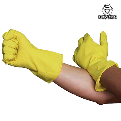 ODM Żółte rękawice lateksowe do użytku domowego Flock Lined gumowa rękawica do kuchni